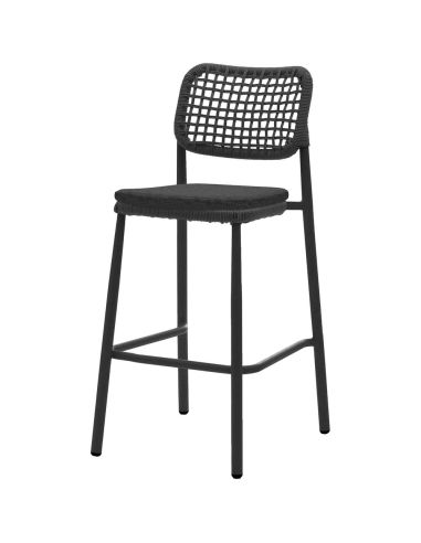 Dante - Tabouret de bar empilable Piètement noir + Corde