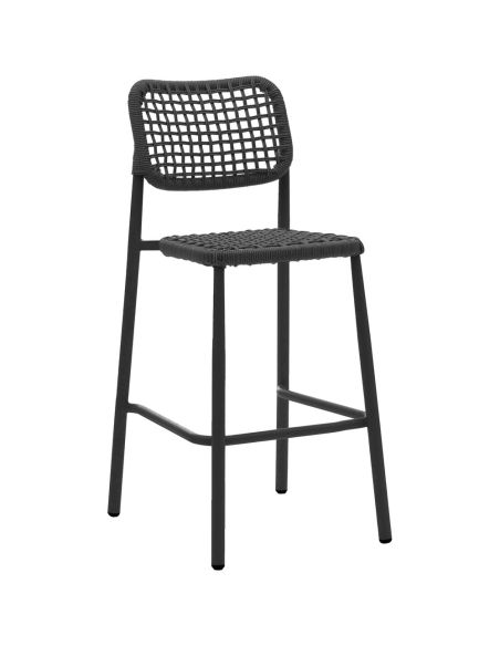 Dante - Tabouret de bar empilable Piètement noir + Corde