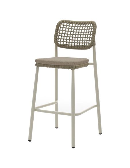 Dante - Tabouret de bar empilable Piètement sable + Corde