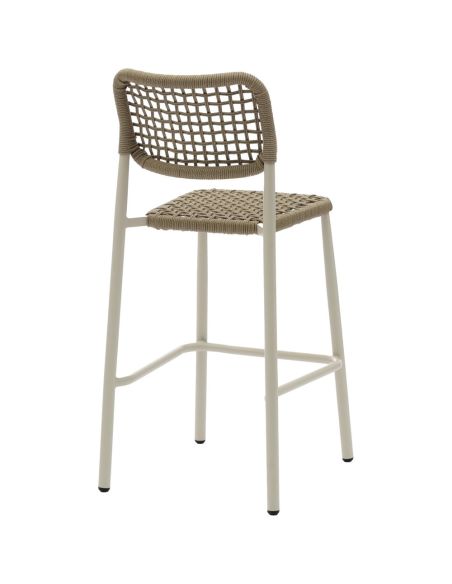 Dante - Tabouret de bar empilable Piètement sable + Corde