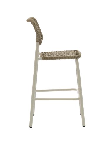Dante - Tabouret de bar empilable Piètement sable + Corde