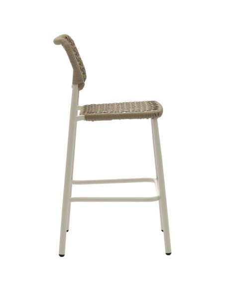 Dante - Tabouret de bar empilable Piètement sable + Corde