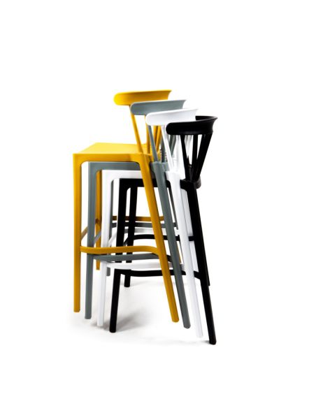 Windson - Tabouret de bar empilable en polypropylène Noir