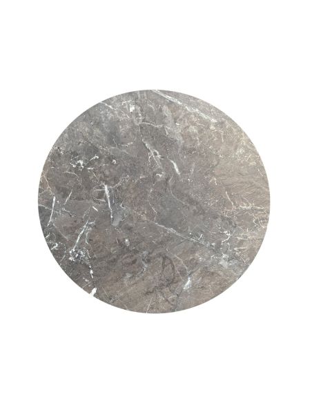 Infinity mange-debout avec piètement noir + plateau HPL Galaxy Marble Ø70 cm