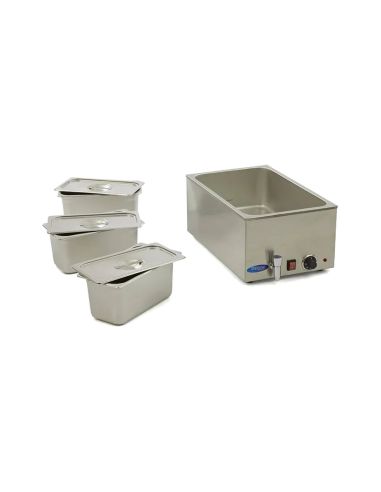 Bain Marie électrique professionnel - 3 x GN 1/3 - avec robinet de vidange - Bacs GN inclus | Maxima