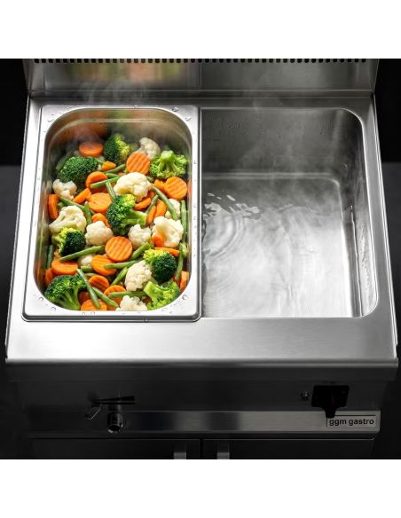 Bain-marie électrique - 2,4 kW - 2x GN 1/1 ou 4x GN 1/2 - incl. soubassement avec 2 portes- Mario 700 | GGM -BMK800-E-UBK800-E