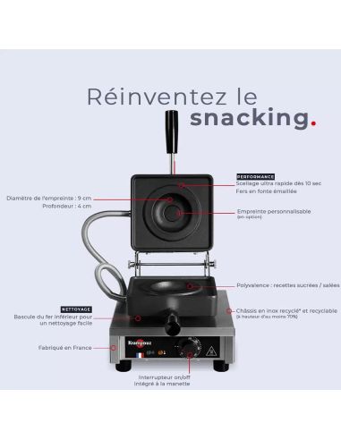 Krampouz K-Presse – Presse à pain snacking professionnelle - Moule rond de 9 cm