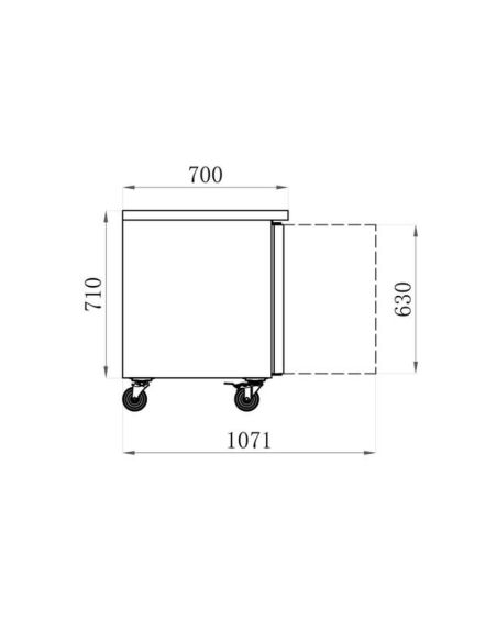 Table desserte positive centrale GN 1/1 profondeur 700 - 3 portes | Afi - AA3PP