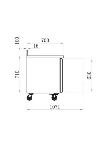 Table desserte positive adossée GN 1/1 profondeur 700 - 3 portes | Afi - AA3PD