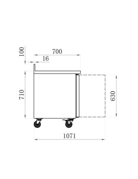 Table desserte positive adossée GN 1/1 profondeur 700 - 4 portes | Afi - AA4PD