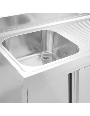 Meuble plonge inox – 1200 x 600 mm – 1 bac à gauche – 3 tiroirs