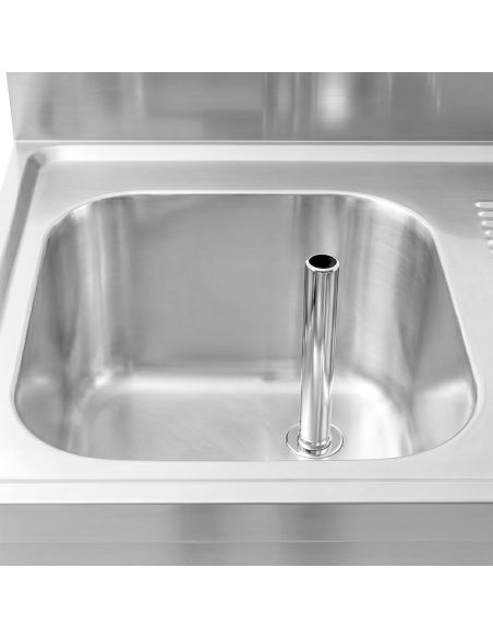 Meuble plonge inox – 1200 x 600 mm – 1 bac à gauche – 3 tiroirs