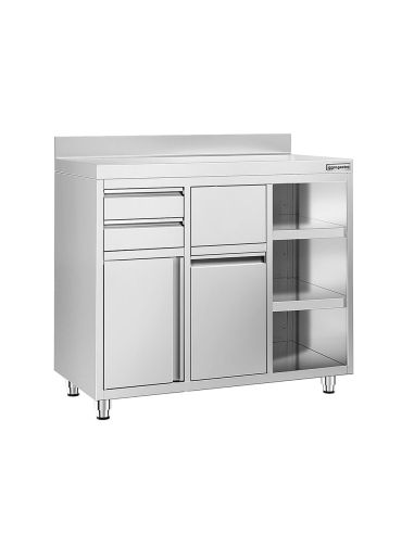 Meuble inox pour machine à café - 1200 x 600 mm - 2 tiroirs - UKSI126R