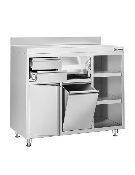 Meuble inox pour machine à café - 1200 x 600 mm - 2 tiroirs - UKSI126R