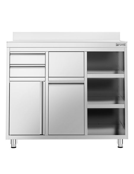 Meuble inox pour machine à café - 1200 x 600 mm - 2 tiroirs - UKSI126R