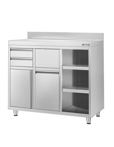 Meuble inox pour machine à café - 1200 x 600 mm - 2 tiroirs - UKSI126R