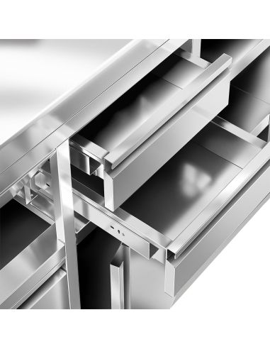 Meuble inox pour machine à café - 1200 x 600 mm - 2 tiroirs - UKSI126R