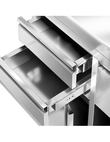Meuble inox pour machine à café - 1000 x 600 mm - 2 tiroirs - Knock box