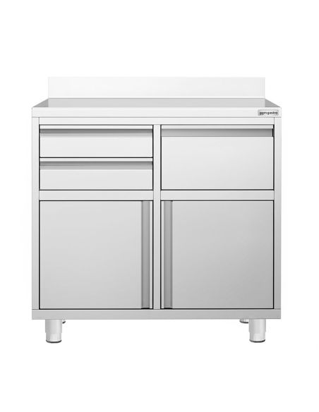 Meuble inox pour machine à café - 1000 x 600 mm - 2 tiroirs - Knock box