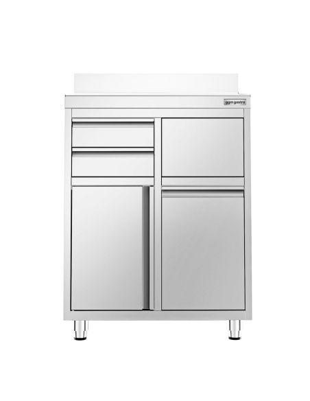 Meuble inox pour machine à café - 800 x 600 mm - 2 tiroirs