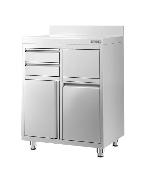 Meuble inox pour machine à café - 800 x 600 mm - 2 tiroirs