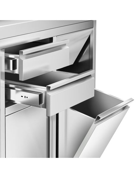 Meuble inox pour machine à café - 800 x 600 mm - 2 tiroirs