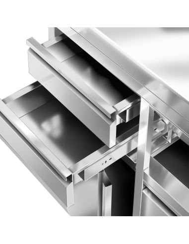 Meuble inox pour machine à café - 800 x 600 mm - 2 tiroirs