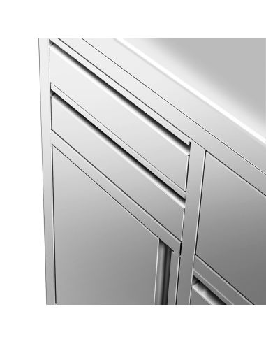 Meuble inox pour machine à café - 800 x 600 mm - 2 tiroirs