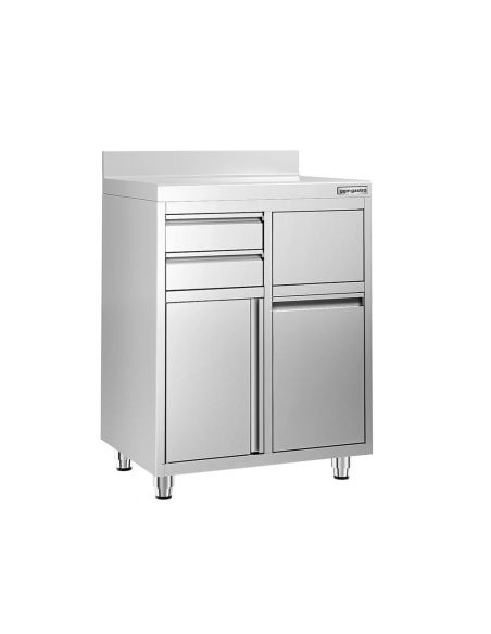 Meuble inox pour machine à café - 800 x 600 mm - 2 tiroirs