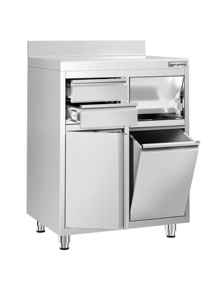 Meuble inox pour machine à café - 800 x 600 mm - 2 tiroirs