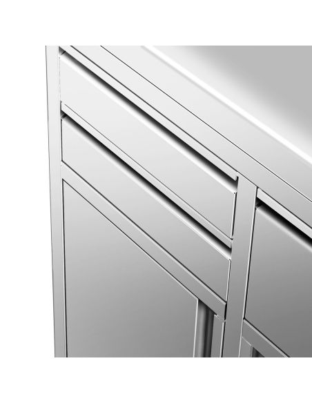 Meuble inox pour machine à café - 600 x 600 mm - 2 tiroirs - Knock box