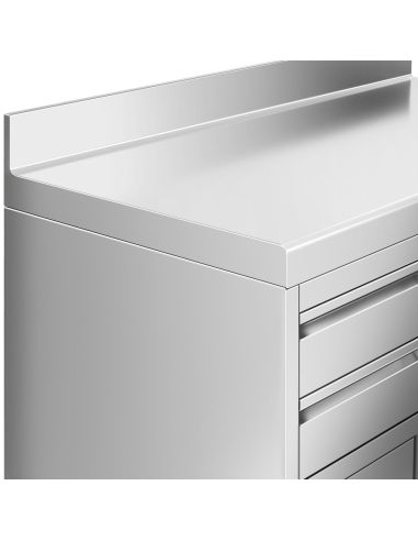 Meuble inox pour machine à café - 600 x 600 mm - 2 tiroirs - Knock box