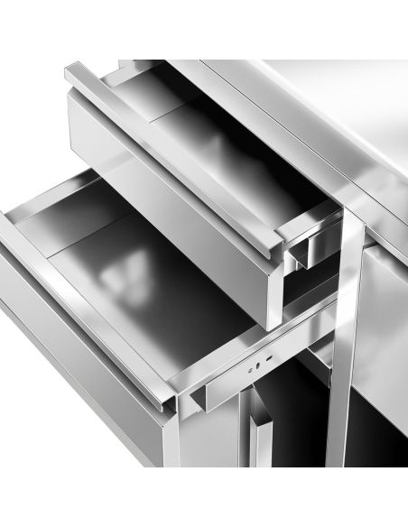 Meuble inox pour machine à café - 600 x 600 mm - 2 tiroirs - Knock box