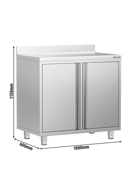 Meuble inox pour machine à café - 1000 x 600 mm - 2 portes battantes