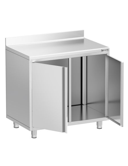 Meuble inox pour machine à café - 1000 x 600 mm - 2 portes battantes