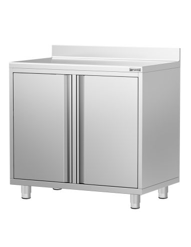 Meuble inox pour machine à café - 1000 x 600 mm - 2 portes battantes