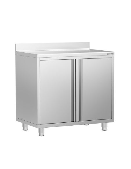 Meuble inox pour machine à café - 1000 x 600 mm - 2 portes battantes