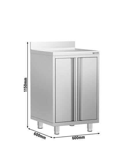 Meuble inox pour machine à café - 600 x 600 mm - 2 portes battantes