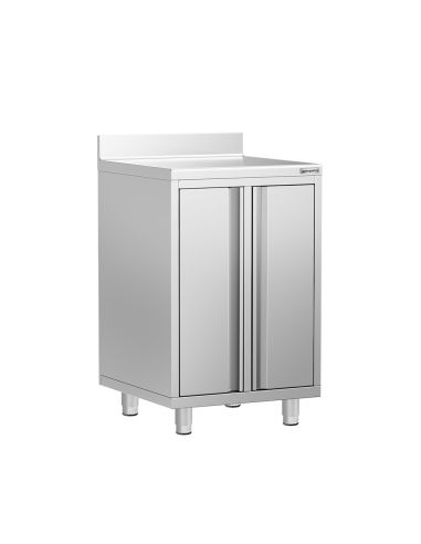 Meuble inox pour machine à café - 600 x 600 mm - 2 portes battantes