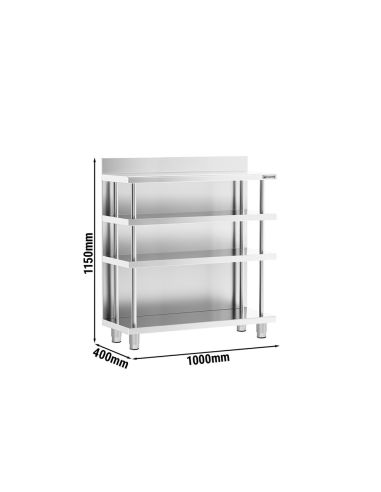 Table de travail de bar inox - 1000 x 400 mm - Étagère basse