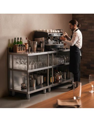 Table de travail de bar inox - 600 x 600 mm
