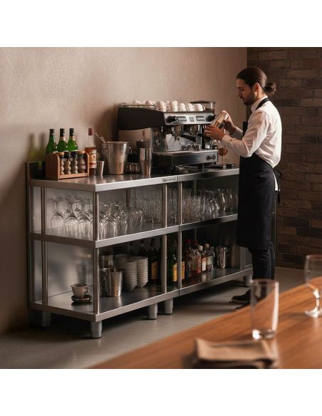 Table de travail de bar inox - 600 x 600 mm