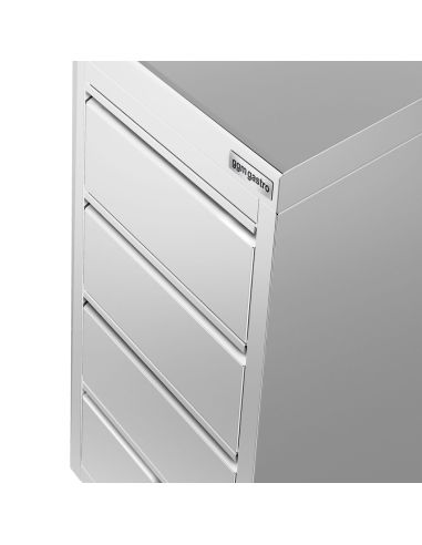 Meuble bas inox à tiroirs PREMIUM - 400 x 600 mm - 4 tiroirs - SS4SI46A