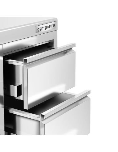 Meuble bas inox à tiroirs PREMIUM - 400 x 600 mm - 4 tiroirs - SS4SI46A
