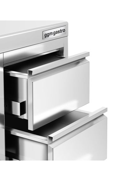 Meuble bas inox à tiroirs PREMIUM - 400 x 600 mm - 4 tiroirs - SS4SI46A