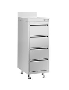 Meuble bas inox à tiroirs PREMIUM - 400 x 600 mm - 4 tiroirs - SS4SI46A