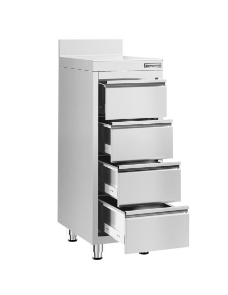 Meuble bas inox à tiroirs PREMIUM - 400 x 600 mm - 4 tiroirs - SS4SI46A
