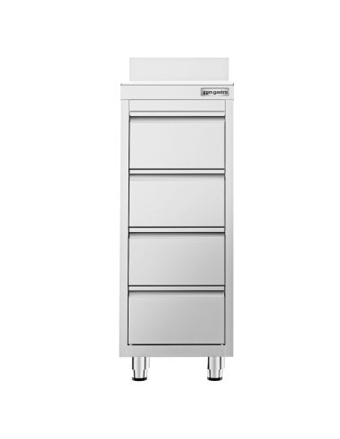 Meuble bas inox à tiroirs PREMIUM - 400 x 600 mm - 4 tiroirs - SS4SI46A