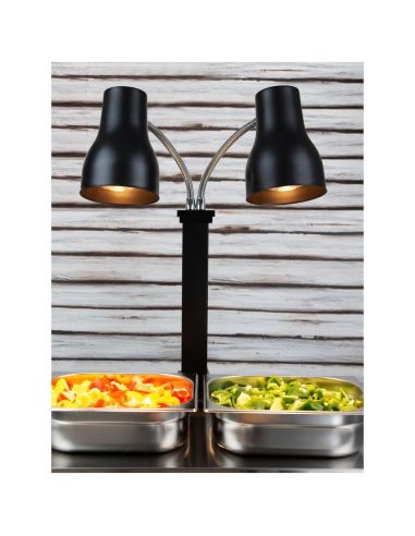 Lampe chauffante double sur pied Buffalo noir mat 2x250 W | Buffalo - JA868