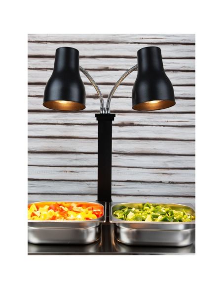 Lampe chauffante double sur pied Buffalo noir mat 2x250 W | Buffalo - JA868